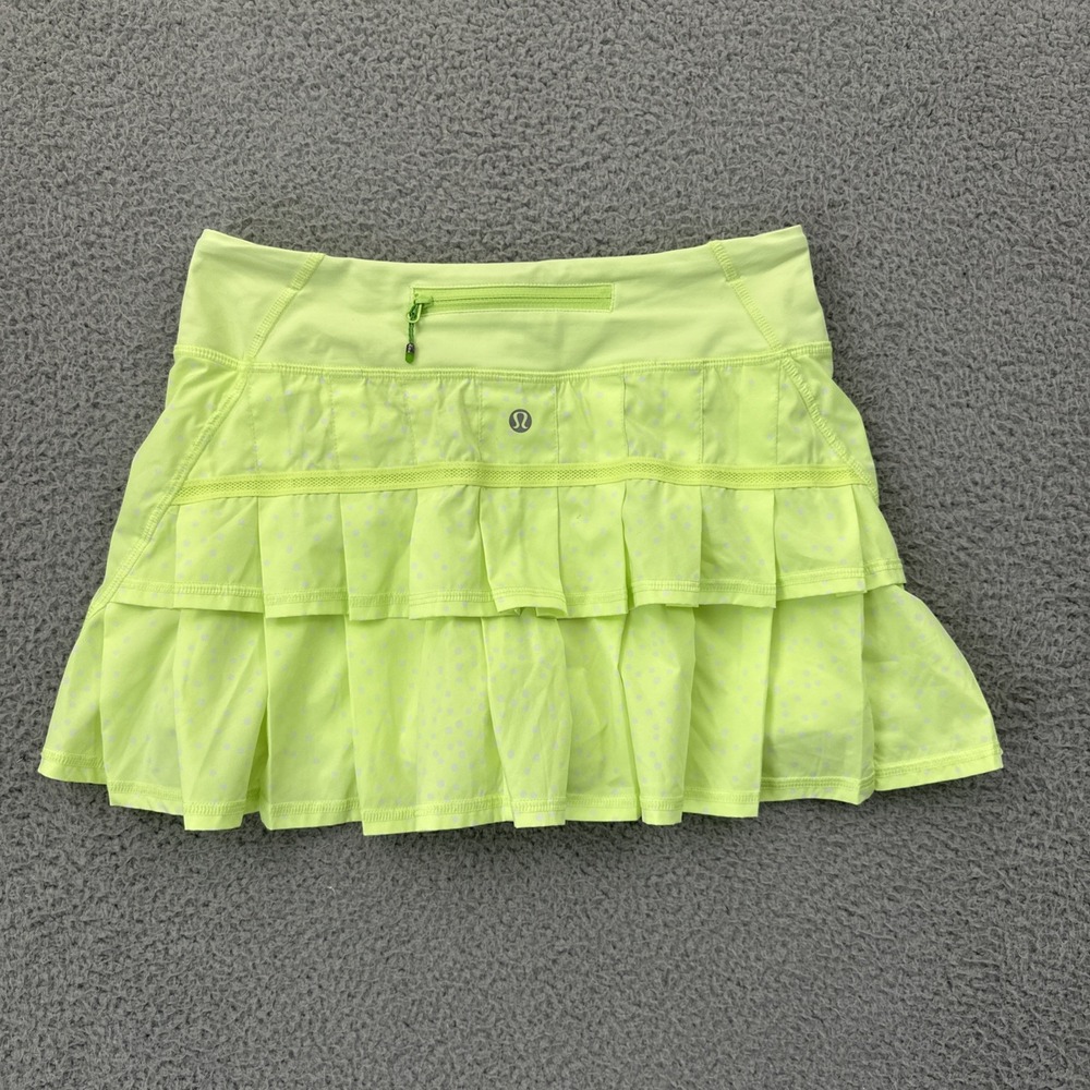 Lululemon Run Pace Setter Skirt Skort Green Polka Dot Athletic Tennis Women's 4